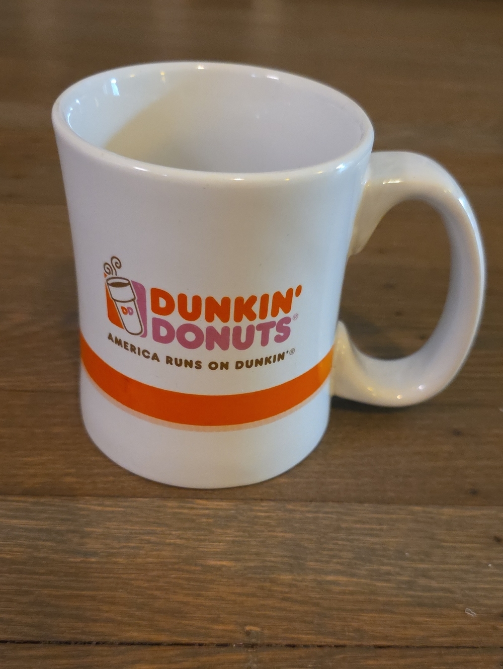 Dunkin' Donuts 2008 White Ceramic Mug with Orange Stripe